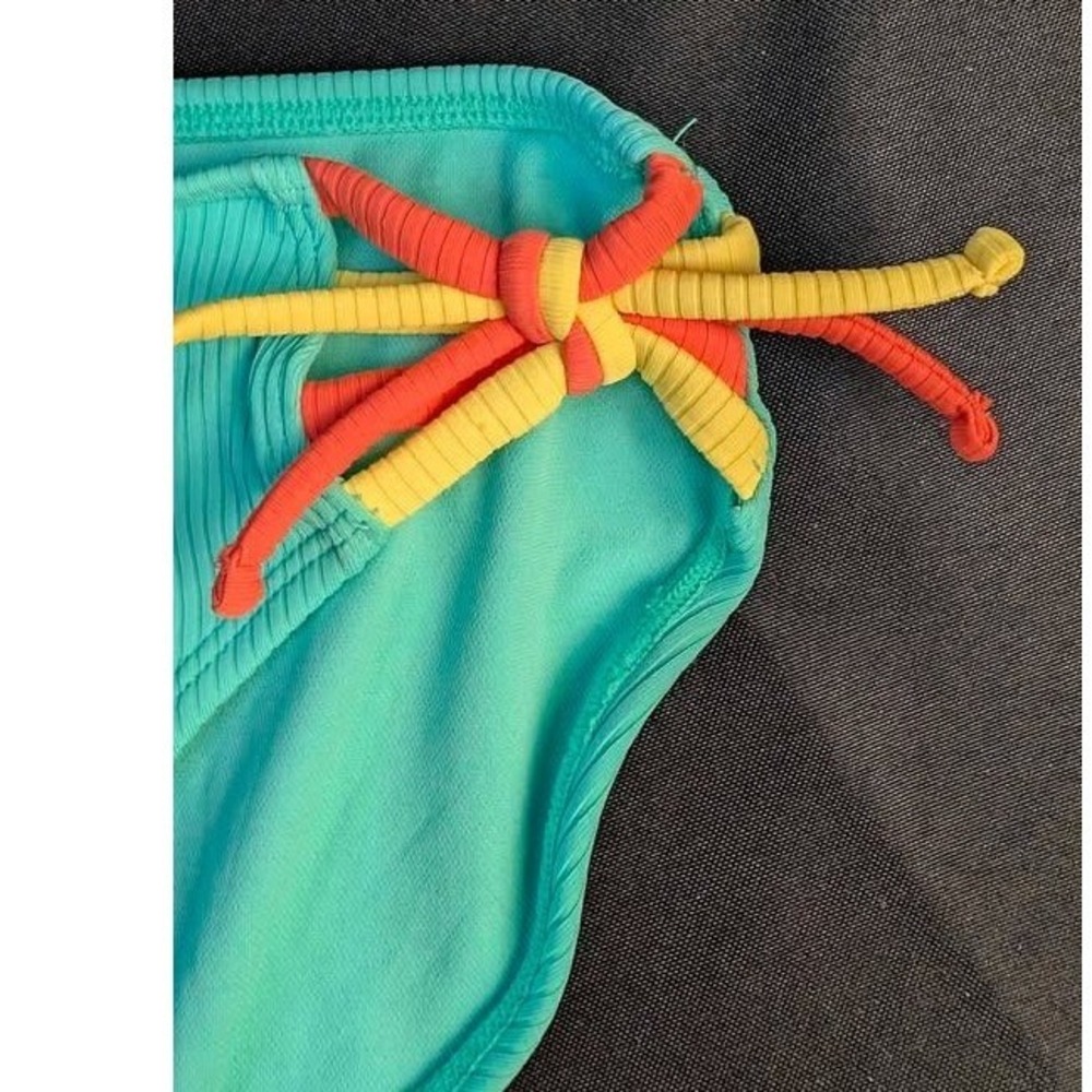 Art Class~Girls Bikini Bottom ~ Size XL 14 ~ Aqua Green/Ribbed/Multi Strappy Tie - Picture 6 of 11